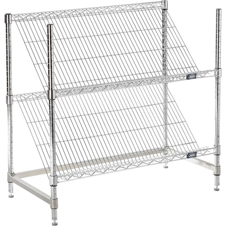 Nexel 2 Shelf, Chrome Slant Wire Shelving Unit, Starter, 36inW x 18inD x 34inH B3124443